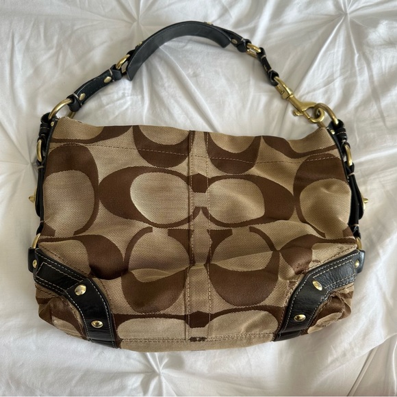 COACH Vintage Hobo Bag Brown Jacquard Signature Monogram Print E0726-10619 - Picture 2 of 16